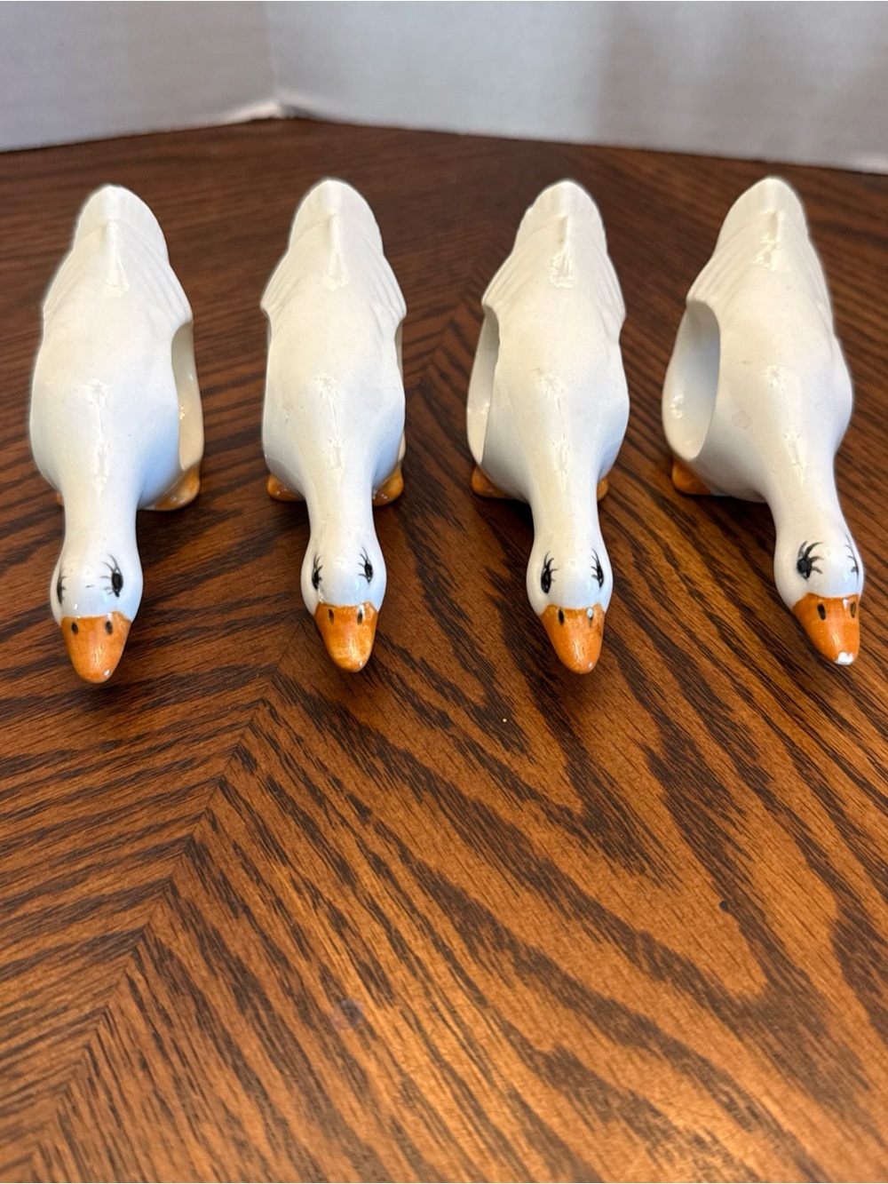Goose Country Decor Ceramic Porcelain Napkin Ring Holders Set Of 4